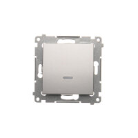 Přepínač křížový, s orientačním LED, řazení 7So, 10AX, 250V, stříbrná matná