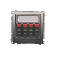 4-násobná zásuvka reproduktorová, s popisovým polem, Inox