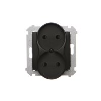 dvojitá kolíková zásuvka bez uzemnění se clonami elektrických kolejí černá matná