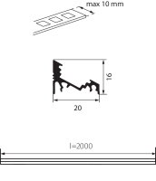 Hliníkový profil PROFILO C 2M bez difuzoru KANLUX 26541