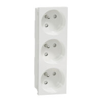 Zásuvka NOVÁ UNICA trojitá 45o 250V/16A 3x2P+E, clonky, bezšroubová, Bílá
