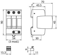 Svodič přepětí DEHNguard M 3pól Uc 275V AC s modulem ACI technologie 952330