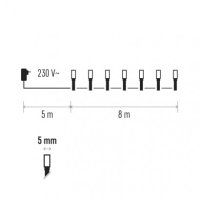 LED vánoční řetěz, 8m, jantarová, časovač