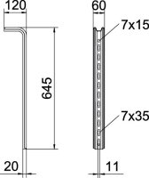 OBO TPS 645 FS Závěs TP pro vodorovné betonové stropy L645mm Ocel