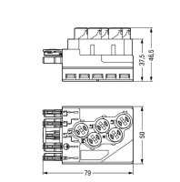 Odbočovací modul, pro plochý kabel, 5x2,5mm2 + 2x1,5mm2, šedá 5pól.