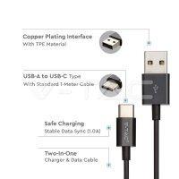 1M Type C USB cable 1.0A TPE , Silver series, black color, VT-5321 V-TAC SKU8487