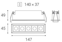 Svítidlo LINEAR 5,  DIM 10 3000K ZÁPUSTNÉ BÍLÉ LED2 2250931D