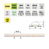 LED pásek SOB EWW, 304LED/m, 19W/m,5M