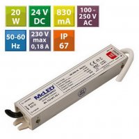 Napájecí zdroj 20W, DC24V/0,83A, IP67, hliníkové provedení MCLED ML-732.061.45.1