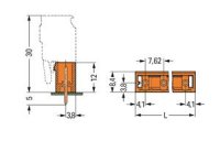 Konektor s pájecími piny THT, pájecí kontakt 1,2x1,2 mm, rovné, oranžová 11pól.
