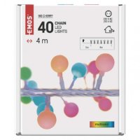 LED světelný cherry řetěz kuličky 2,5cm 4m venkovní i vnitřní multicolor časovač