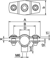 OBO ASG 732 12 FT Distanční příchytka s připojovacím závitem M6 10-12mm Ocel