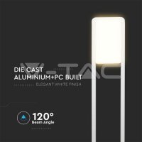 10W LED Bollard Lamp SAMSUNG CHIP White Body IP65 3000K V-TAC SKU20116
