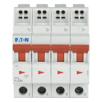 PLI-C4/4 Jistič PLI (bezšroubové svorky nahoře) char C 4-pólový 10kA 4A 101358