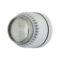 FL/CL/W/S Siréna s majákem Flashni 24V DC mělká základna bílý kryt čirý maják