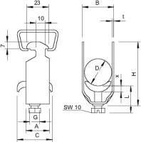 OBO 2056 M 40 A2 Třmenová příchytka jednoduchá 34-40mm Nerez 1.4307 A2 1.4301