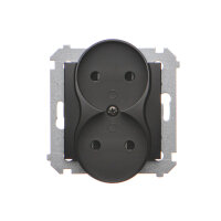 dvojitá kolíková zásuvka bez uzemnění se clonami elektrických kolejí černá matná