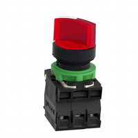 Schneider XB5AK124B5 Ovládač otočný prosvětlený s LED, 1 Z + 1 V, 24V - rudý