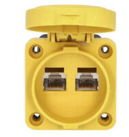 Zásuvka vestavná datová FAMATEL 9339 IP44-54/2xRJ45 CAT-6A, žlutá