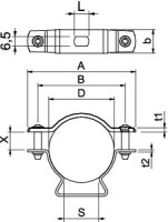 OBO ASL 733 44 G Distanční příchytka s připojovacím závitem M6 36-44mm Ocel