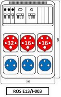 Zásuvková rozvodnice 1x3253+2x1653+2x230V, jištěná, IP44 ROS E13/I-003