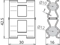 Bezšroubová svorka pro armování 12 mm a 10 mm drát DEHN 308133