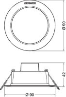Downlight LEDVANCE IP44 DN 90 4W 865 WT