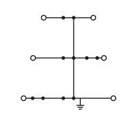 Třípatrová svorka, 6vodičová svorka pro ochranný vodič, 2,5 mm2, Zelenožlutá