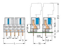 Pružinová svorkovnice THT rovná 5 mm šedá 11pól. WAGO 722-141