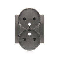 Krytka zásuvky 2P+T dvojité - pro rámečky PREMIUM antracit, metalizovaná