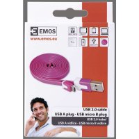 Kabel USB 2.0 A/M-MICRO B/M 1M růžový Emos SM7001P