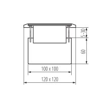 Čtvercová kovová krabice do podlahy BIURO+ POP-UP 1+1/2xM45 hliník 28309 Kanlux