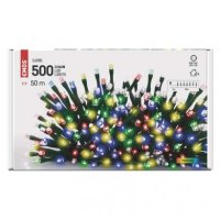 LED vánoční řetěz, 50 m, venkovní i vnitřní, multicolor, časovač EMOS D4AM06