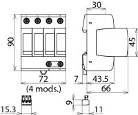 Svodič přepětí DEHNguard M 4-pólový pro TN-S systémy 952408