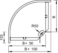 OBO RB 90 610 FS Oblouk 90° 60 vodorovný s úhlovou spojkou 60x100 Ocel pás.zink
