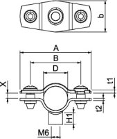 OBO ASG 732 14 FT Distanční příchytka s připojovacím závitem M6 12-14mm Ocel