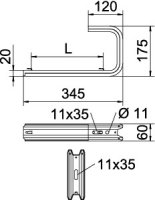 OBO TPDG 345 FS Nástěnný a stropní držák pro mřížový žlab B345mm Ocel pás.zink