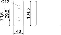 OBO GMS 4 VW 90 FT Spojovací úhelník 90 ° se 4 otvory 104x104x40x5 Ocel