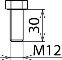 Šroub se 6-ti hrannou hlavou DIN 933 M12x30mm NIRO DEHN 561930