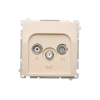 Zásuvka R-TV-SAT koncová, 1x vstup: 5-2400 MHz, béžová BMZAR-SAT1.3/1.01/12