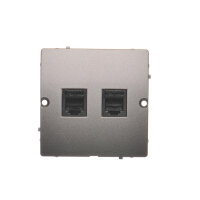 Telefonní zásuvka RJ12 dvojnonásobná, Inox KONTAKT SIMON BMT2.02/21