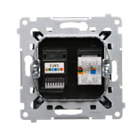 Telefonní zásuvka RJ12 + počítačová zásuvka RJ45 kat. 5e, černá matná D5T.01/49