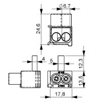 Svorka připojovací AS/2x25 SNK-BL rozbočná jazýček/kolík 2x25mm2 1mod. modrá