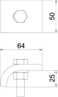 OBO KWS 25 FT Spojovací úhelník se šr.se 6ti hr.hl. h = 25 mm 60x50 Ocel