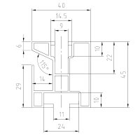 Hliníkový profil 40x45 mm délka 4300 mm HNP1_4,3