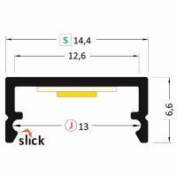 FKU13-1M-EL AL profil FKU13 J/S pro LED, bez plexi, 1m, elox FK TECHNICS 4738730