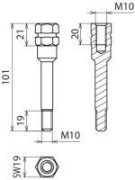 Adaptér pro zkratovací patrony s část. izolací s M10 připojovacím závitem