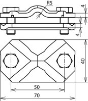 Propojovací/zkušební svorka Cu pro prům. 7-10/pásek 30-40mm DEHN 454107