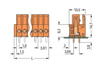 Pružinová svorkovnice THT rovná 3,81 mm oranžová 9pól. WAGO 734-509