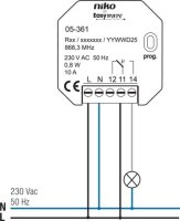 RF mini-přijímač 1-přepínací kontakt (6 RF) NIKO 05-361